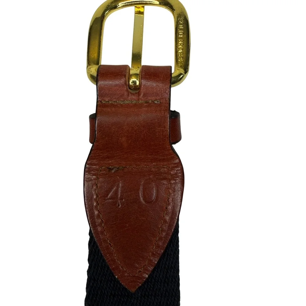 J. Press Belt Mens 40 Navy Blue Nautical Signal Flag Canvas Leather Preppy Ivy